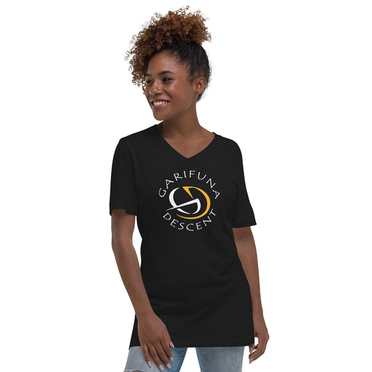 Garifuna Descent Unisex Short Sleeve V-Neck Black T-Shirt