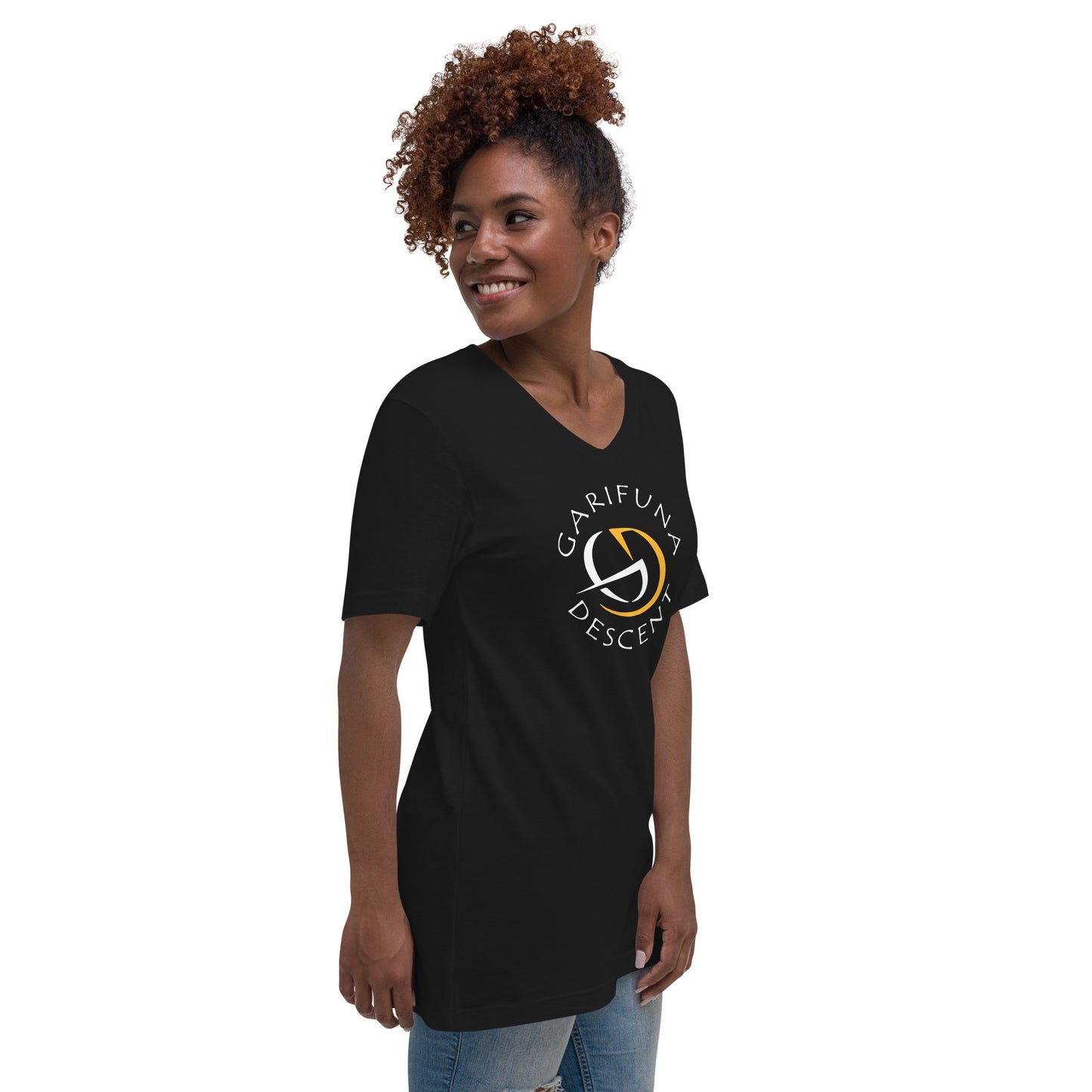 Garifuna Descent Unisex Short Sleeve V-Neck Black T-Shirt