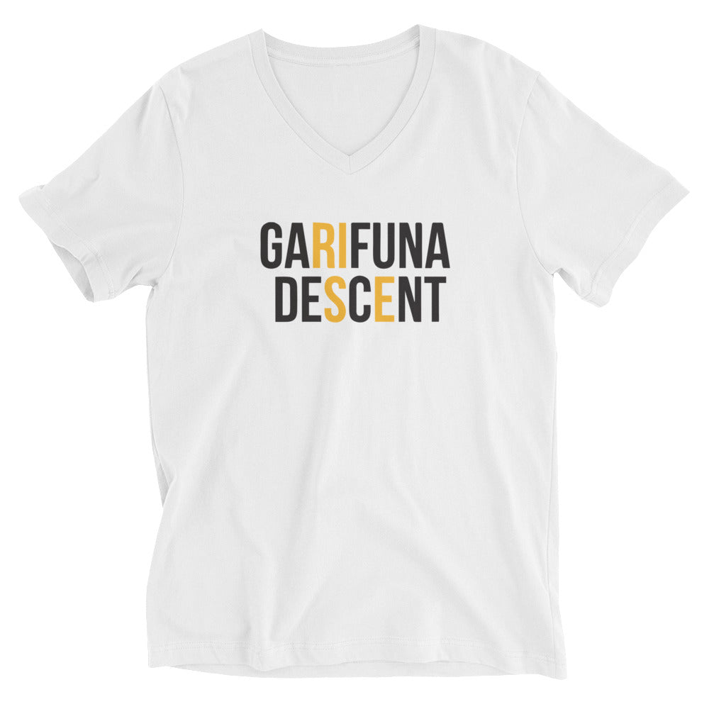 Garifuna Descent Unisex Short Sleeve V-Neck White T-Shirt